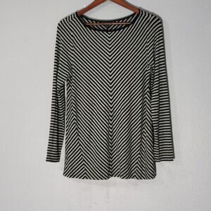 j.jill Wearever Collection Womens Black Striped Tunic Long Sleeves Sz M